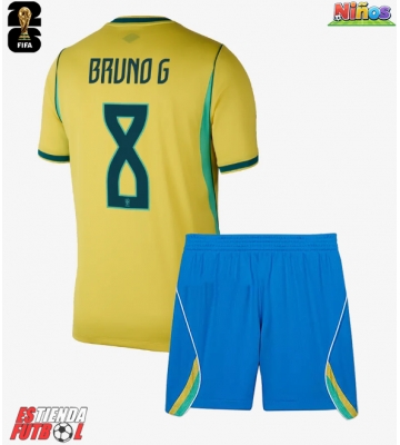 Brasil Bruno Guimaraes #8 Primera Equipación Niños Mundial 2026 Manga Corta (+ Pantalones cortos)